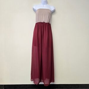 Moa Moa Tube top Color Block Maxi Dress Red L